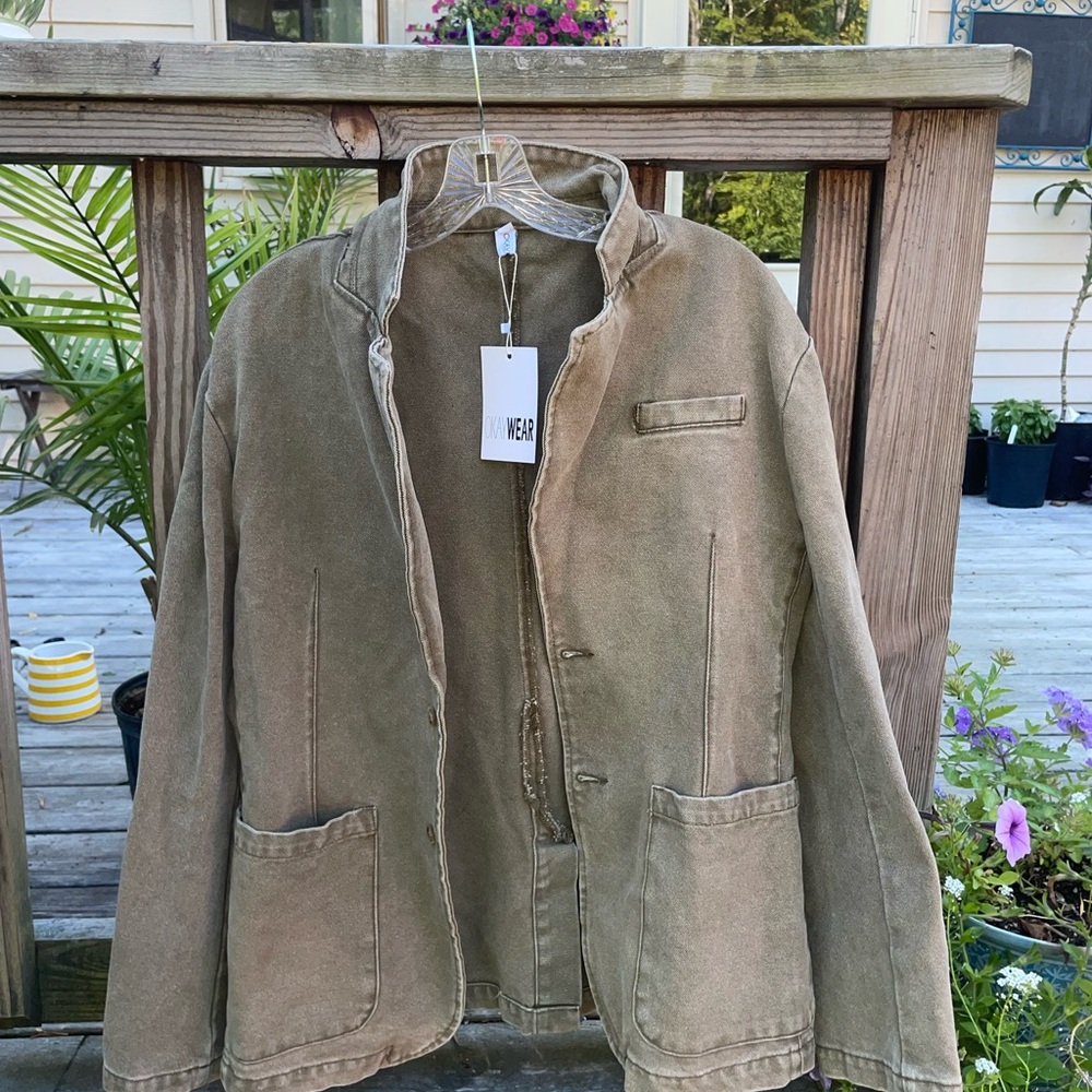 Men's light green canvas Casual Jacket